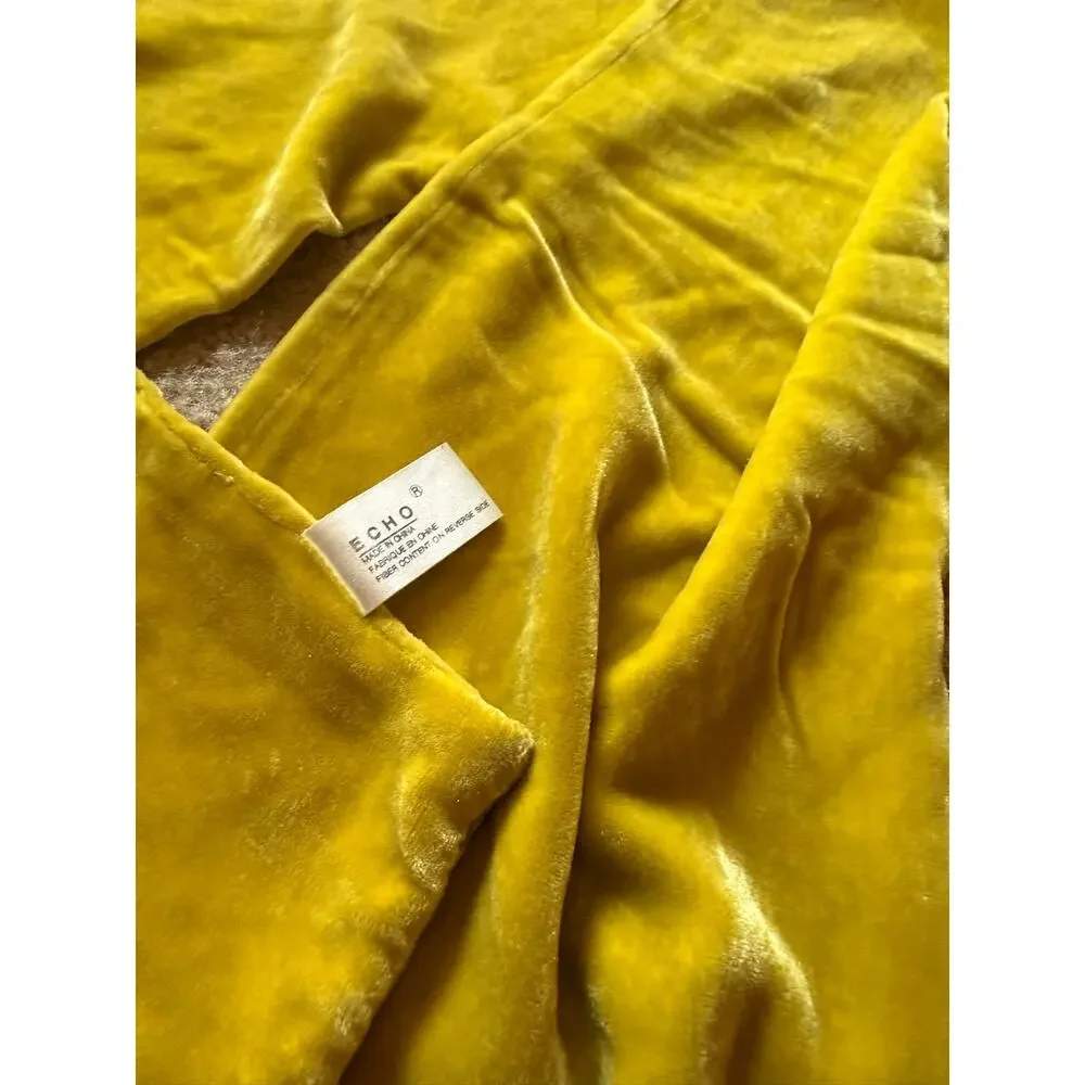 Echo Silk Blend Velvet Oblong Scarf Chartreuse Gold Luxe 82% Rayon 18% Silk
